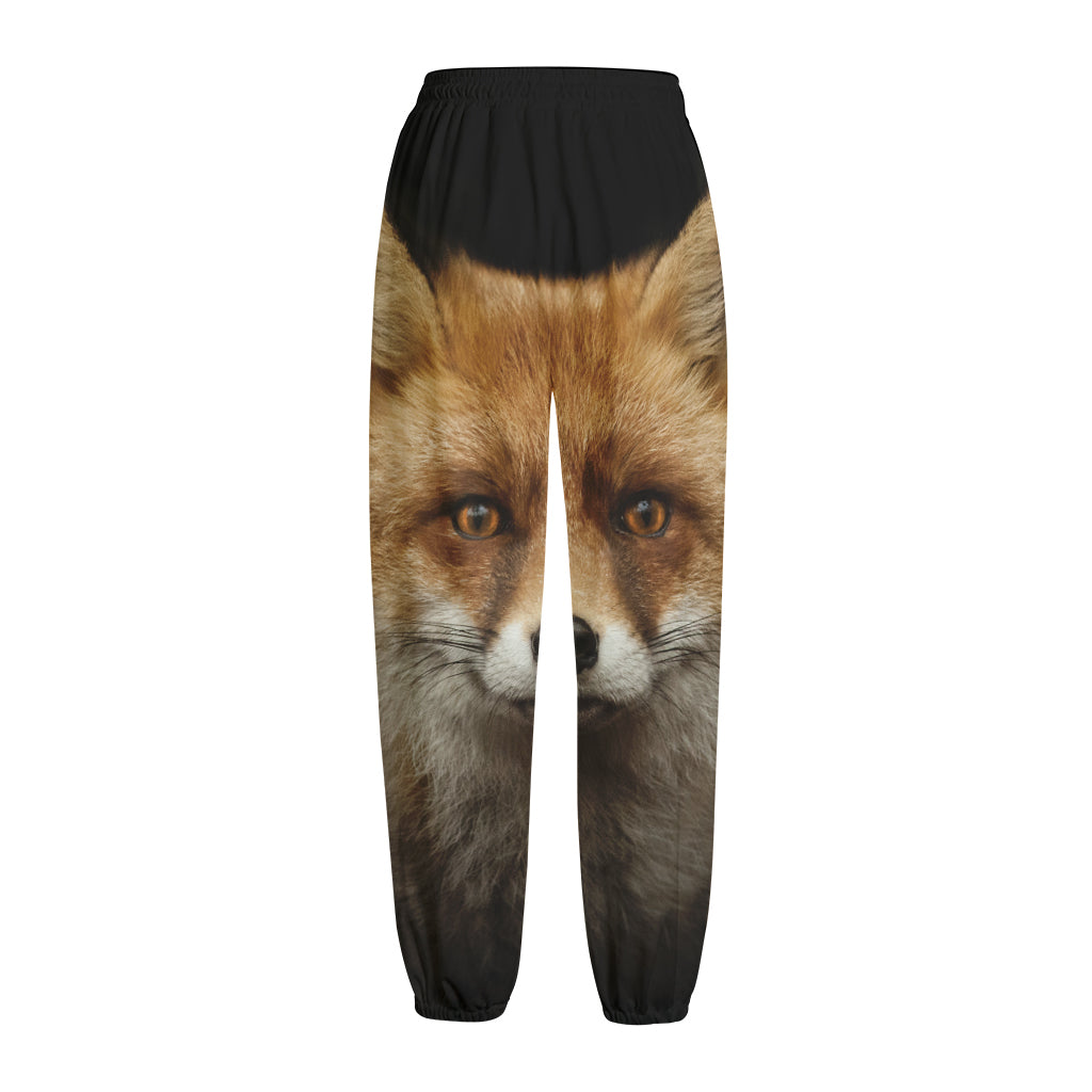 Fox Portrait Print Fleece Lined Knit Pants