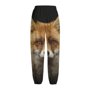 Fox Portrait Print Fleece Lined Knit Pants