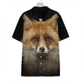 Fox Portrait Print Hawaiian Shirt