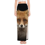 Fox Portrait Print High Slit Maxi Skirt