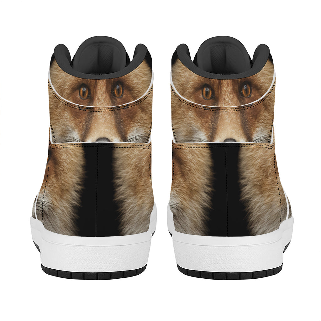 Fox Portrait Print High Top Leather Sneakers