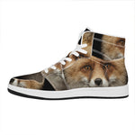Fox Portrait Print High Top Leather Sneakers