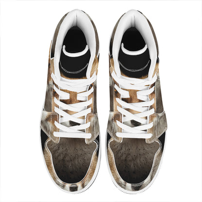 Fox Portrait Print High Top Leather Sneakers