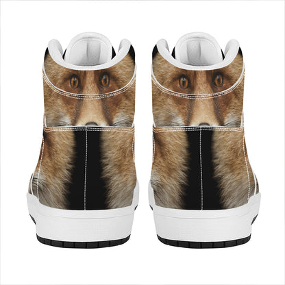Fox Portrait Print High Top Leather Sneakers