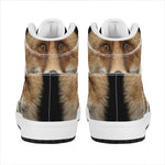 Fox Portrait Print High Top Leather Sneakers