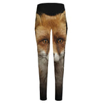 Fox Portrait Print High-Waisted Pocket Leggings