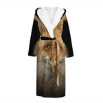 Fox Portrait Print Hooded Bathrobe