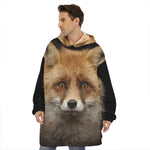 Fox Portrait Print Hoodie Blanket
