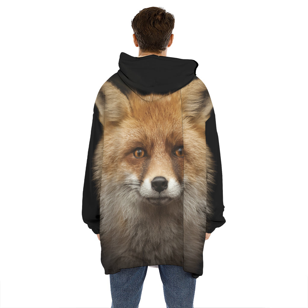 Fox Portrait Print Hoodie Blanket