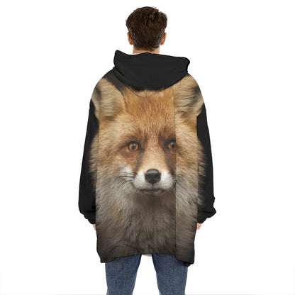 Fox Portrait Print Hoodie Blanket