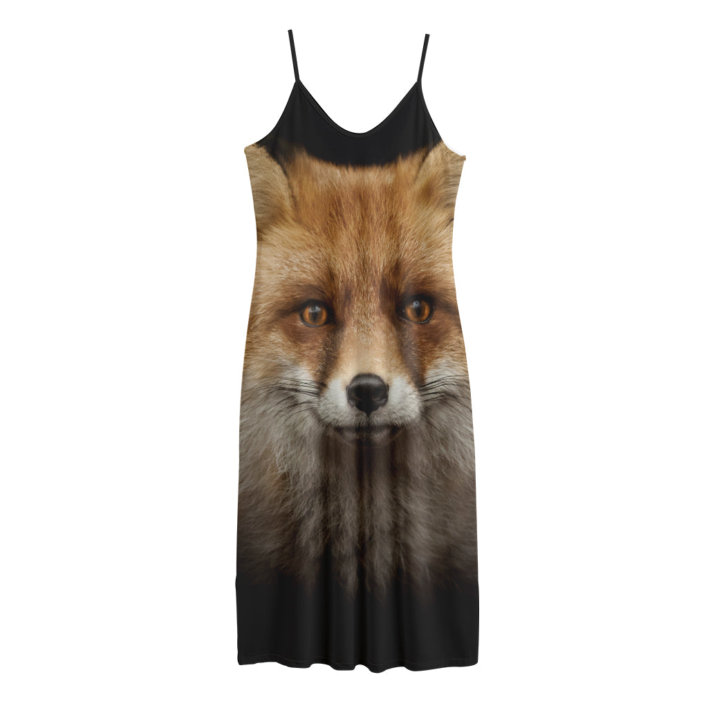 Fox Portrait Print Jersey Midi Cami Dress