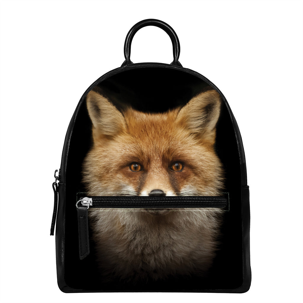 Fox Portrait Print Leather Backpack