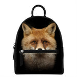 Fox Portrait Print Leather Backpack