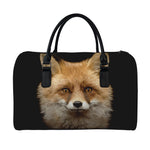Fox Portrait Print Leather Duffle Bag