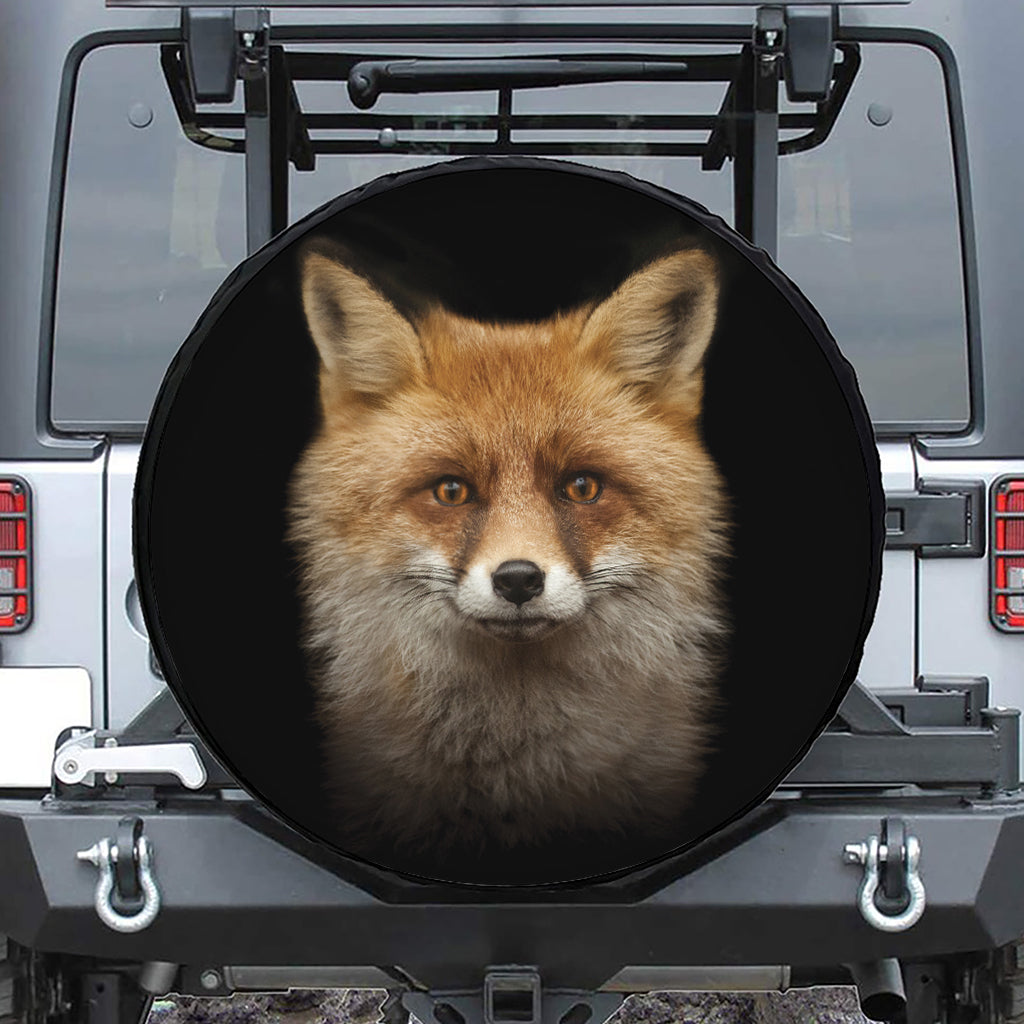 Fox Portrait Print Leather Spare Tire Cover
