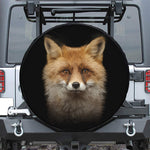 Fox Portrait Print Leather Spare Tire Cover