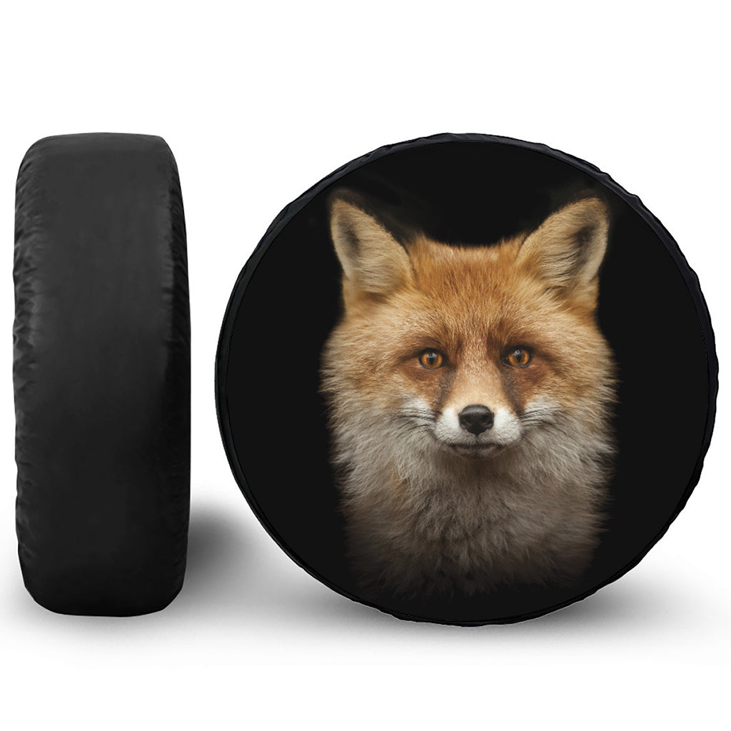 Fox Portrait Print Leather Spare Tire Cover