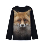 Fox Portrait Print Long Sleeve Short Coat