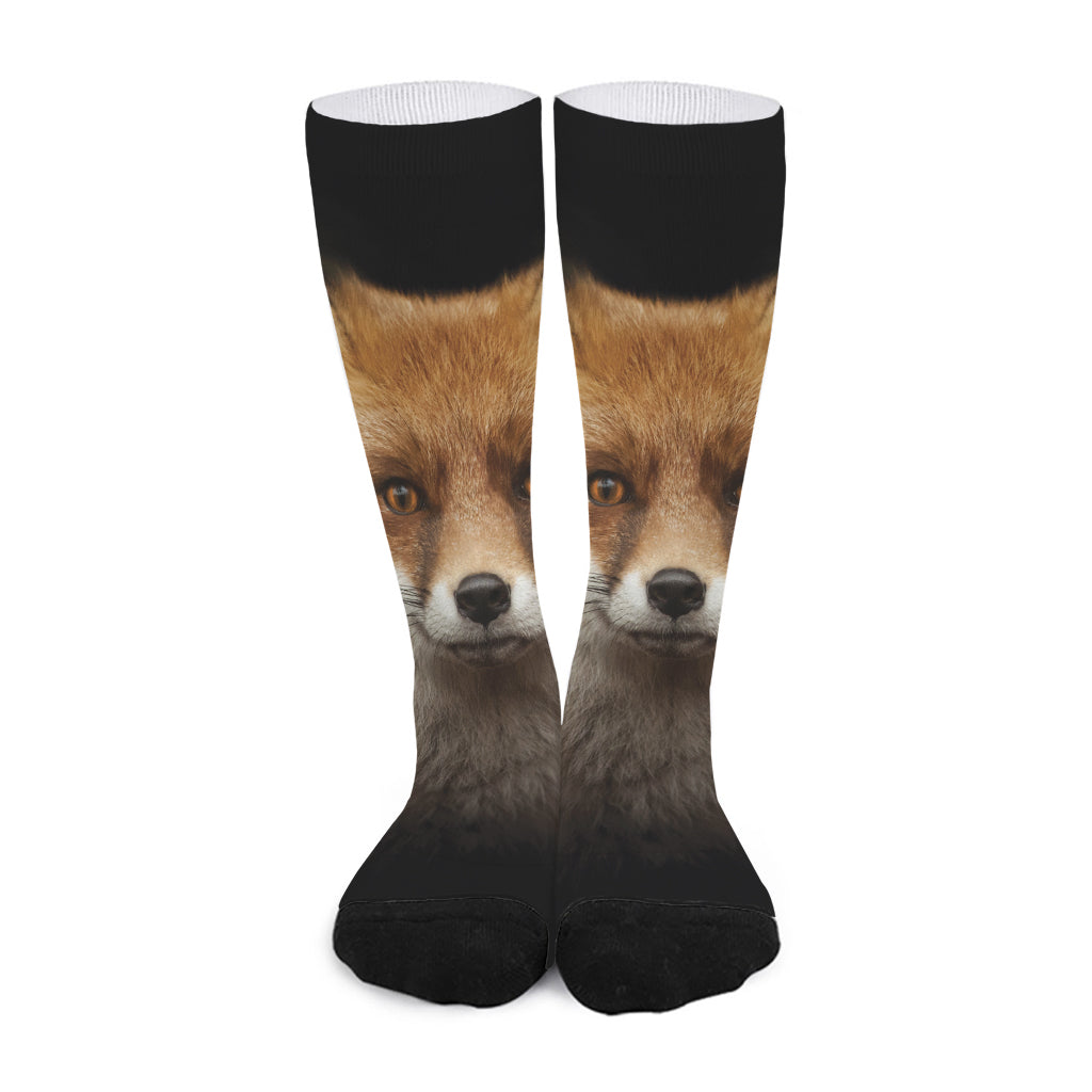 Fox Portrait Print Long Socks
