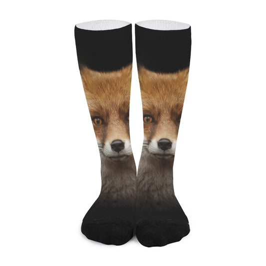 Fox Portrait Print Long Socks