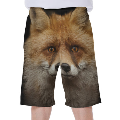 Fox Portrait Print Men's Beach Shorts