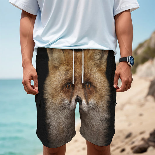 Fox Portrait Print Men's Cargo Shorts