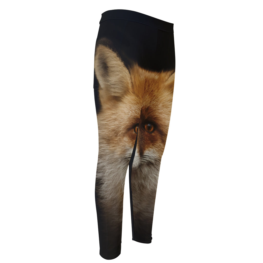 Fox Portrait Print Men's Compression Pants