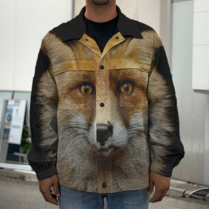 Fox Portrait Print Men's Shirt Jacket