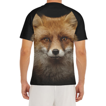 Fox Portrait Print Men's Short Sleeve Rash Guard