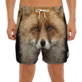 Fox Portrait Print Men's Split Running Shorts