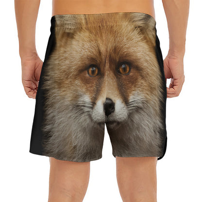 Fox Portrait Print Men's Split Running Shorts