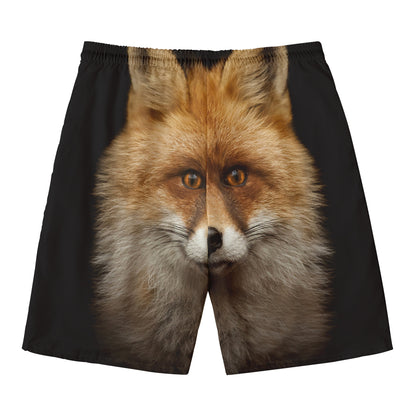Fox Portrait Print Men's Swim Trunks