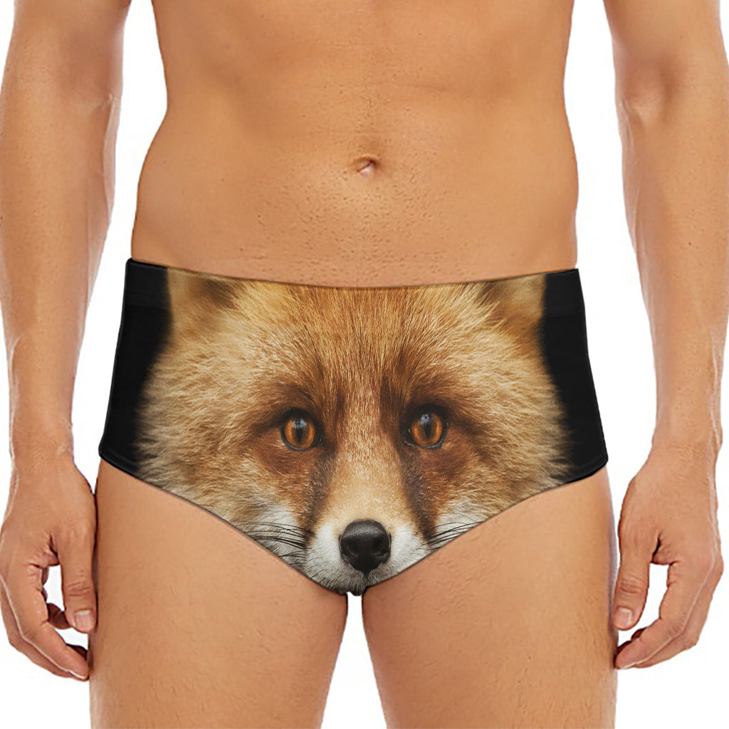 Fox Portrait Print Men's Triangle Swim Briefs