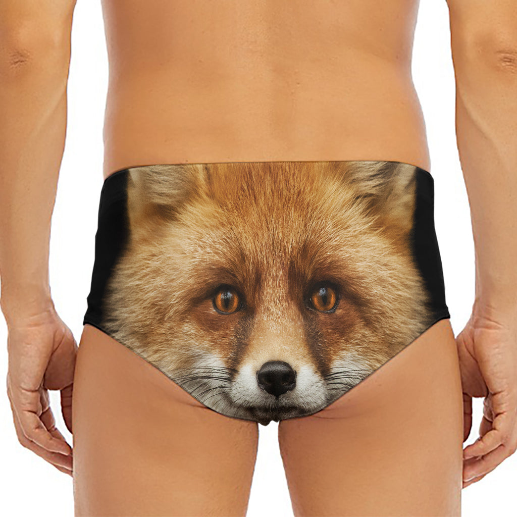 Fox Portrait Print Men's Triangle Swim Briefs