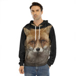 Fox Portrait Print Men's Velvet Pullover Hoodie
