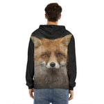 Fox Portrait Print Men's Velvet Pullover Hoodie
