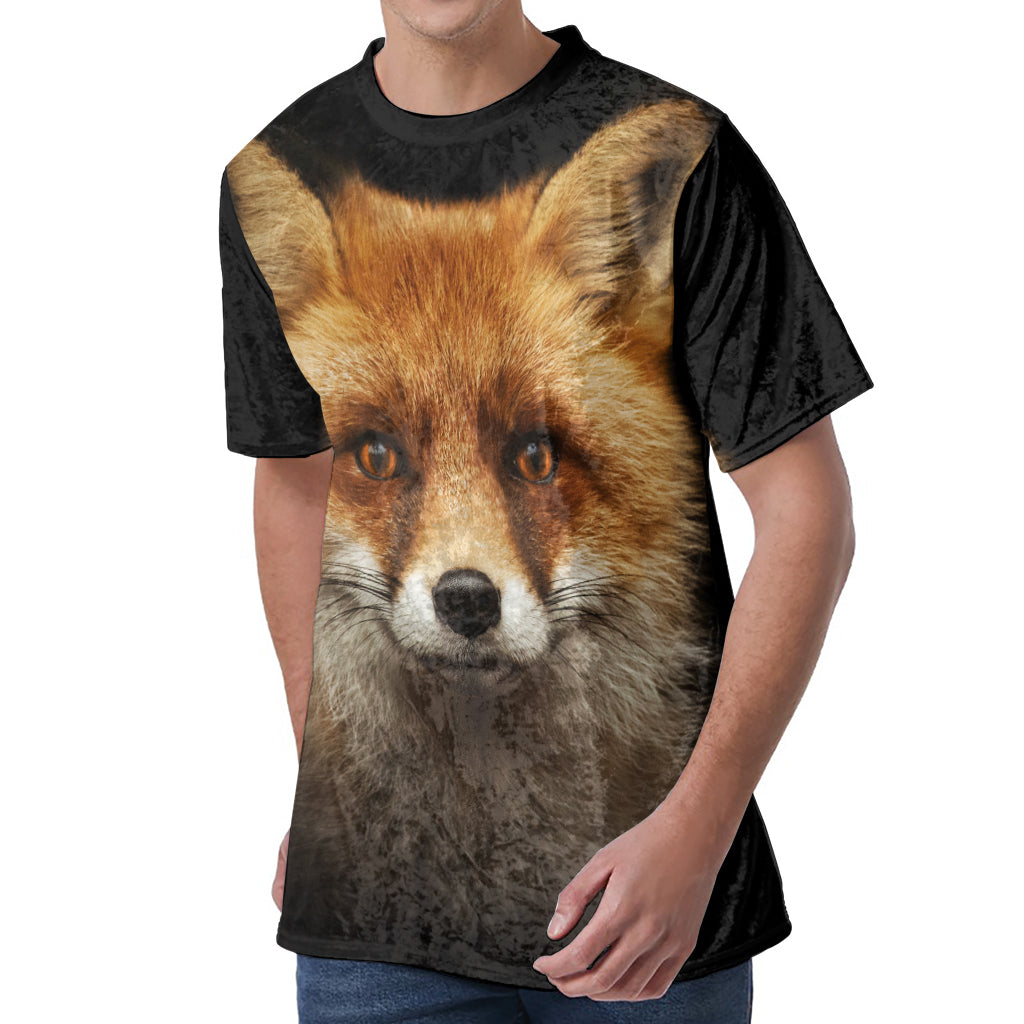 Fox Portrait Print Men's Velvet T-Shirt
