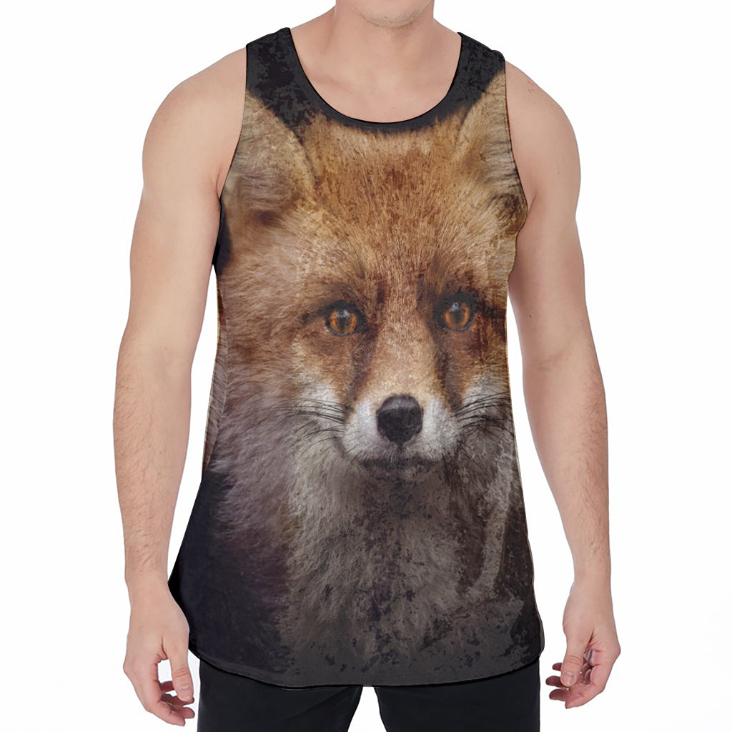 Fox Portrait Print Men's Velvet Tank Top