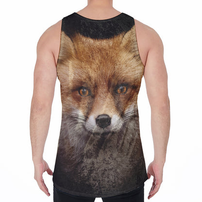 Fox Portrait Print Men's Velvet Tank Top