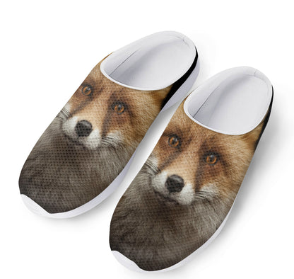 Fox Portrait Print Mesh Casual Shoes
