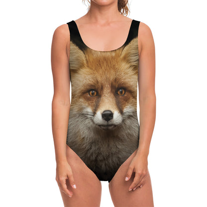 Fox Portrait Print One Piece Swimsuit
