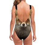 Fox Portrait Print One Piece Swimsuit