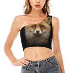 Fox Portrait Print One Shoulder Crop Top