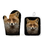 Fox Portrait Print Oven Mitt And Pot Holder Set
