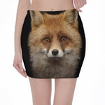 Fox Portrait Print Pencil Mini Skirt