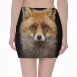 Fox Portrait Print Pencil Mini Skirt