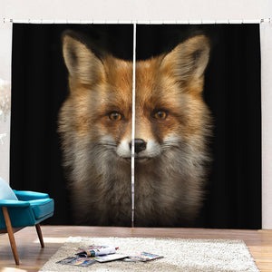 Fox Portrait Print Pencil Pleat Curtains