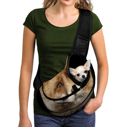Fox Portrait Print Pet Sling Carrier