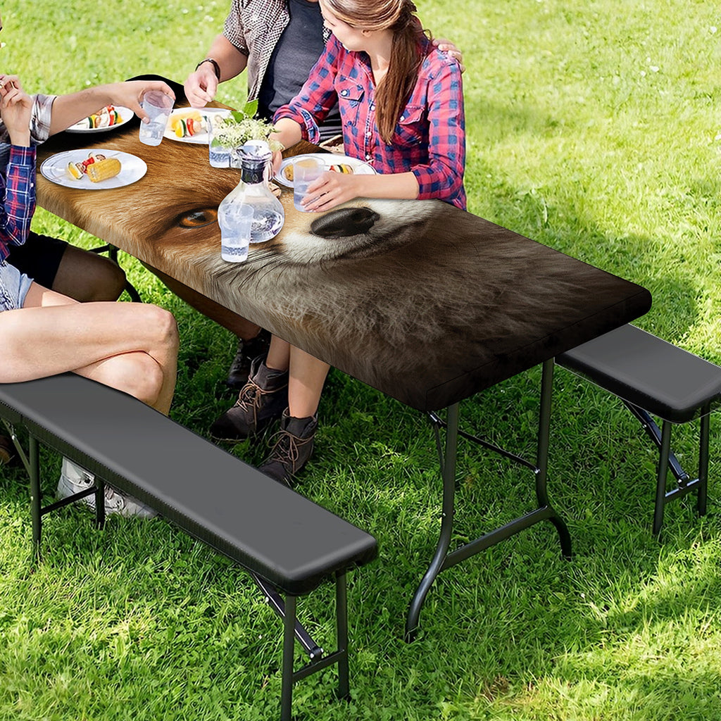 Fox Portrait Print Picnic Table Cover