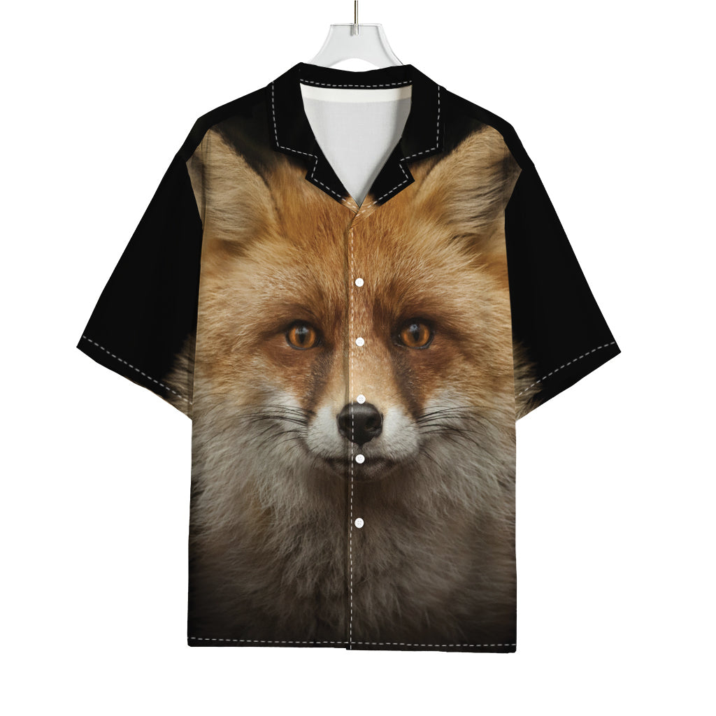 Fox Portrait Print Rayon Hawaiian Shirt